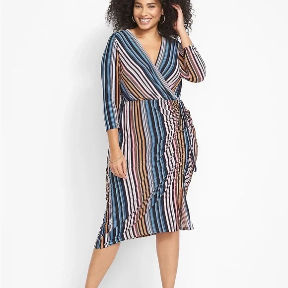 Lane Bryant | Dresses | Striped Sideruched Midi Dress | Poshmark Lane Bryant | Dresses | Striped Sideruched Midi Dress | Poshmark